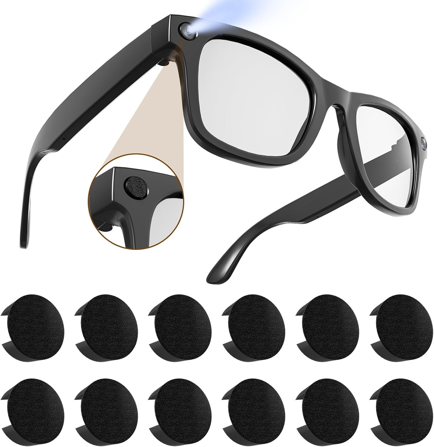 12Pcs LED Light Blocking Stickers Compatible with Ray Ban Meta Wayfarer/Skyler/Headliner(Gen 2)/Blayzer/Scriber Optics & Oakley Meta HSTN Smart Glasses